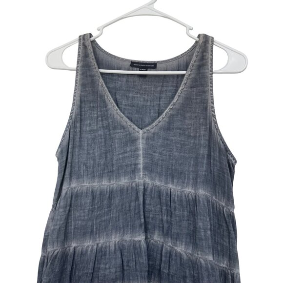 American Eagle Sleeveless Tiered V-Neck Tunic Top SZ S Dyed Gray Cotton Blend - Picture 3 of 9